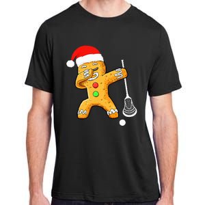 Dabbing Gingerbread Santa Lacrosse Christmas Xmas Adult ChromaSoft Performance T-Shirt