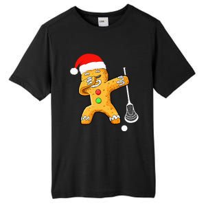 Dabbing Gingerbread Santa Lacrosse Christmas Xmas Tall Fusion ChromaSoft Performance T-Shirt