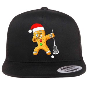 Dabbing Gingerbread Santa Lacrosse Christmas Xmas Flat Bill Trucker Hat