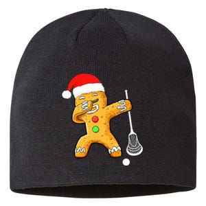 Dabbing Gingerbread Santa Lacrosse Christmas Xmas Sustainable Beanie