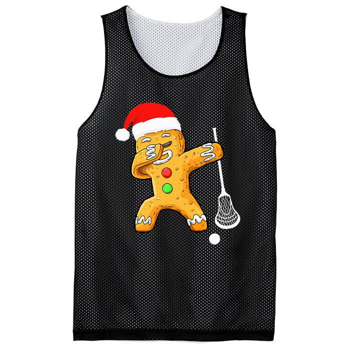 Dabbing Gingerbread Santa Lacrosse Christmas Xmas Mesh Reversible Basketball Jersey Tank