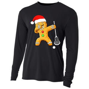 Dabbing Gingerbread Santa Lacrosse Christmas Xmas Cooling Performance Long Sleeve Crew