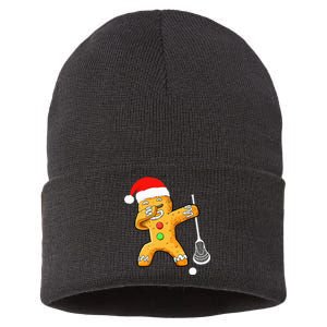 Dabbing Gingerbread Santa Lacrosse Christmas Xmas Sustainable Knit Beanie