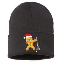 Dabbing Gingerbread Santa Lacrosse Christmas Xmas Sustainable Knit Beanie