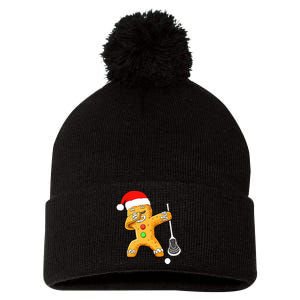 Dabbing Gingerbread Santa Lacrosse Christmas Xmas Pom Pom 12in Knit Beanie