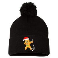 Dabbing Gingerbread Santa Lacrosse Christmas Xmas Pom Pom 12in Knit Beanie