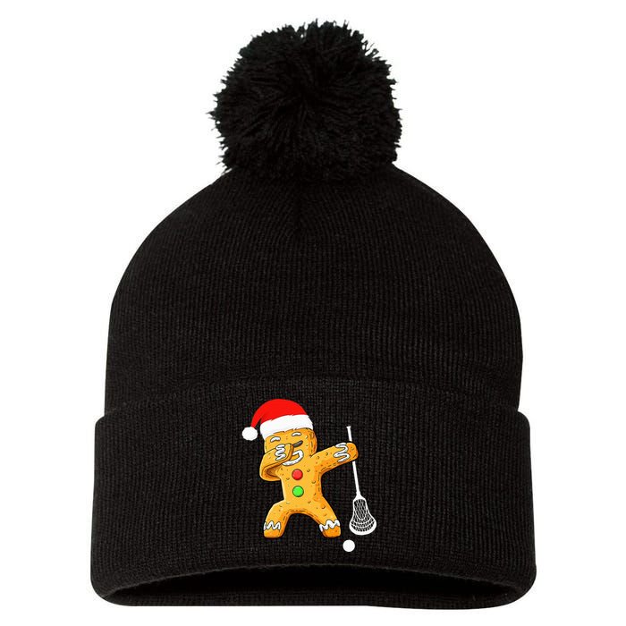 Dabbing Gingerbread Santa Lacrosse Christmas Xmas Pom Pom 12in Knit Beanie