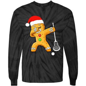 Dabbing Gingerbread Santa Lacrosse Christmas Xmas Tie-Dye Long Sleeve Shirt