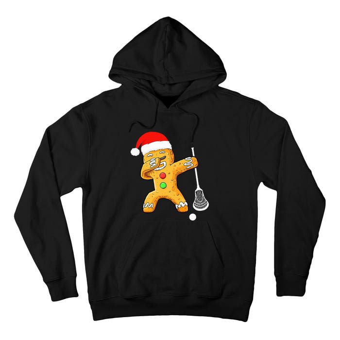 Dabbing Gingerbread Santa Lacrosse Christmas Xmas Tall Hoodie