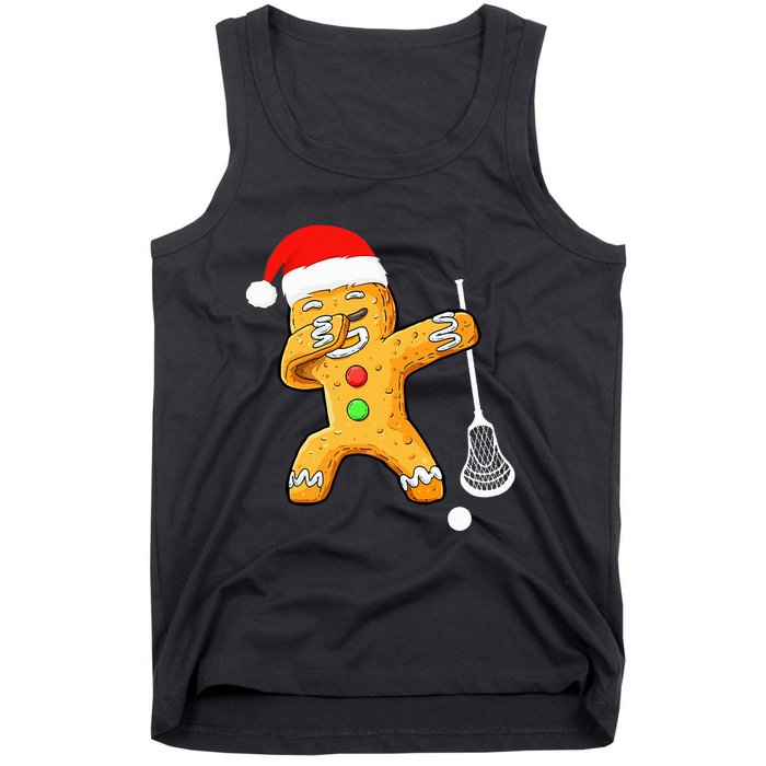 Dabbing Gingerbread Santa Lacrosse Christmas Xmas Tank Top