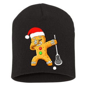 Dabbing Gingerbread Santa Lacrosse Christmas Xmas Short Acrylic Beanie