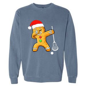 Dabbing Gingerbread Santa Lacrosse Christmas Xmas Garment-Dyed Sweatshirt