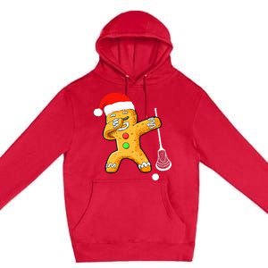 Dabbing Gingerbread Santa Lacrosse Christmas Xmas Premium Pullover Hoodie