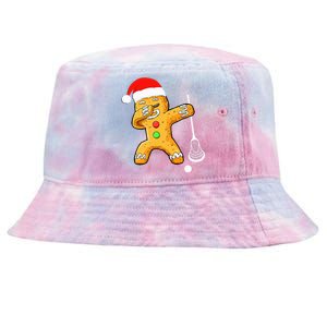 Dabbing Gingerbread Santa Lacrosse Christmas Xmas Tie-Dyed Bucket Hat