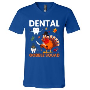 Dental Gobble Squad Thanksgiving Turkey Funny Dentist Great Gift V-Neck T-Shirt