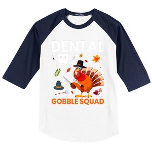 Dental Gobble Squad Thanksgiving Turkey Funny Dentist Great Gift Baseball Sleeve Shirt