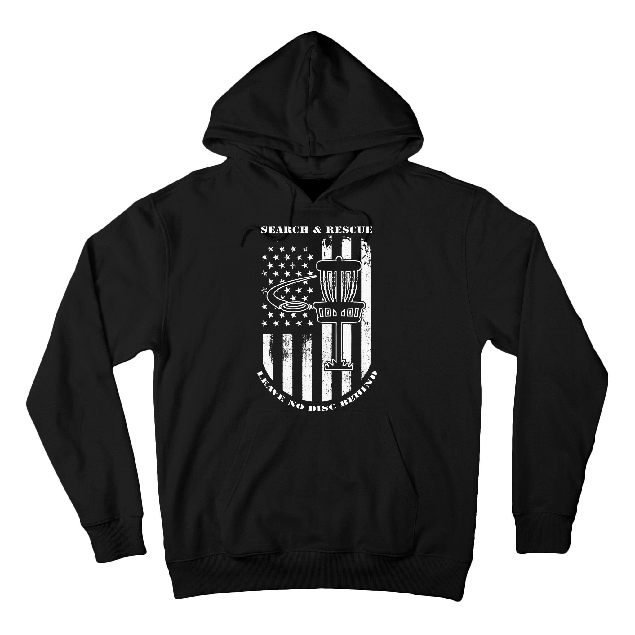 Disc Golf Search & Rescue Leave No Disc Behind White Flag Tall Hoodie