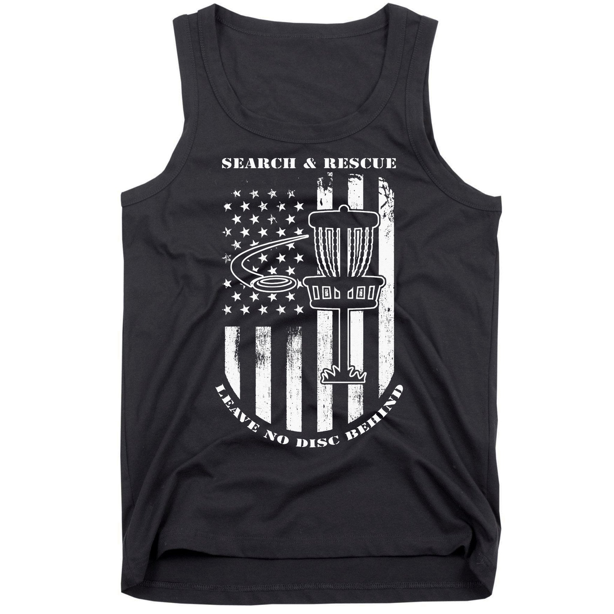 Disc Golf Search & Rescue Leave No Disc Behind White Flag Tank Top