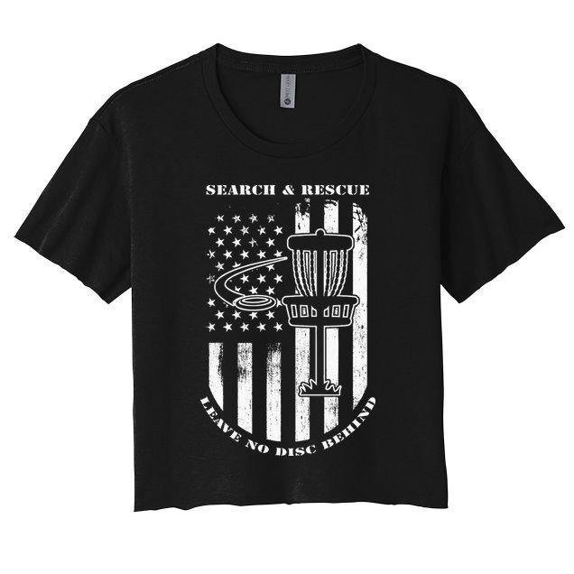 Disc Golf Search & Rescue Leave No Disc Behind White Flag Crop Top