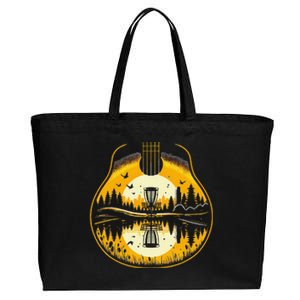 Disc Golf Sunset Guitar Shadow Guitarist Golfing Frisbee Dad Cotton Canvas Jumbo Tote