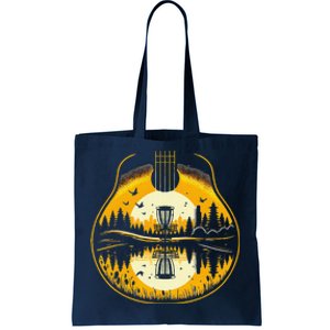 Disc Golf Sunset Guitar Shadow Guitarist Golfing Frisbee Dad Tote Bag