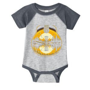 Disc Golf Sunset Guitar Shadow Guitarist Golfing Frisbee Dad Infant Baby Jersey Bodysuit