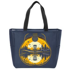 Disc Golf Sunset Guitar Shadow Guitarist Golfing Frisbee Dad Zip Tote Bag