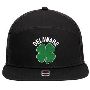 Delaware Gift St Patricks Day Shamrock Irish Gift 7 Panel Mesh Trucker Snapback Hat