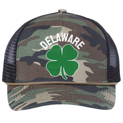 Delaware Gift St Patricks Day Shamrock Irish Gift Retro Rope Trucker Hat Cap