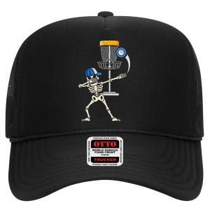 Disc Golfing Skeleton Halloween  Disc Golf Halloween High Crown Mesh Back Trucker Hat