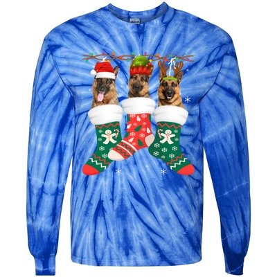 Dog Ger Shepherd Christmas Socks Funny Xmas Pajama Puppy Cool Gift Tie-Dye Long Sleeve Shirt