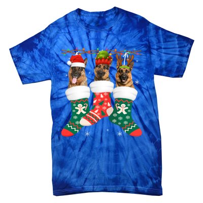 Dog Ger Shepherd Christmas Socks Funny Xmas Pajama Puppy Cool Gift Tie-Dye T-Shirt