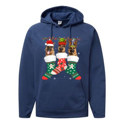 Dog Ger Shepherd Christmas Socks Funny Xmas Pajama Puppy Cool Gift Performance Fleece Hoodie