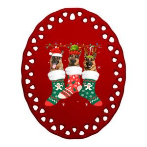 Dog Ger Shepherd Christmas Socks Funny Xmas Pajama Puppy Cool Gift Ceramic Oval Ornament