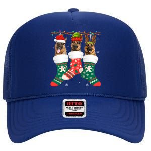 Dog Ger Shepherd Christmas Socks Funny Xmas Pajama Puppy Cool Gift High Crown Mesh Back Trucker Hat