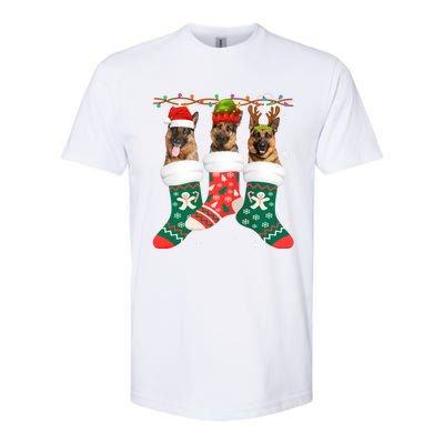 Dog Ger Shepherd Christmas Socks Funny Xmas Pajama Puppy Cool Gift Softstyle CVC T-Shirt