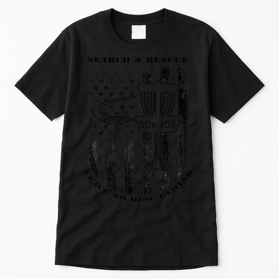 Disc Golf Search & Rescue Leave No Disc Behind Black Tall T-Shirt