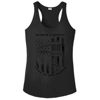 Disc Golf Search & Rescue Leave No Disc Behind Black Ladies PosiCharge Competitor Racerback Tank