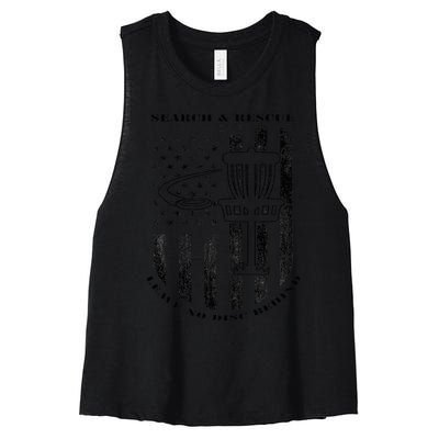 Disc Golf Search & Rescue Leave No Disc Behind Black Women's Racerback Cropped Tank