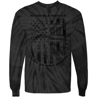 Disc Golf Search & Rescue Leave No Disc Behind Black Tie-Dye Long Sleeve Shirt