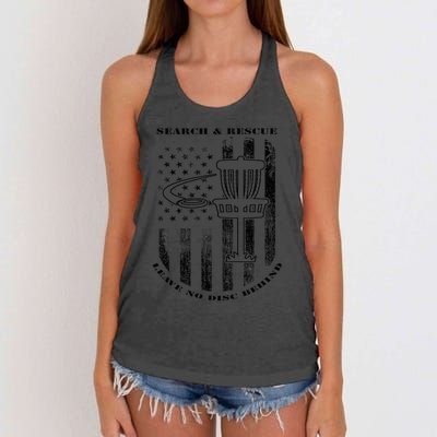 Disc Golf Search & Rescue Leave No Disc Behind Black Women's Knotted Racerback Tank