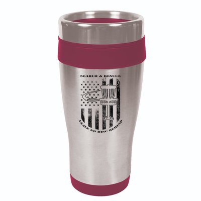 Disc Golf Search & Rescue Leave No Disc Behind Black 16oz Travel Tumbler