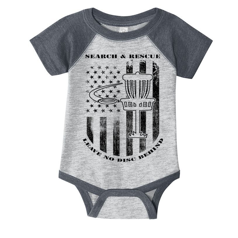 Disc Golf Search & Rescue Leave No Disc Behind Black Infant Baby Jersey Bodysuit