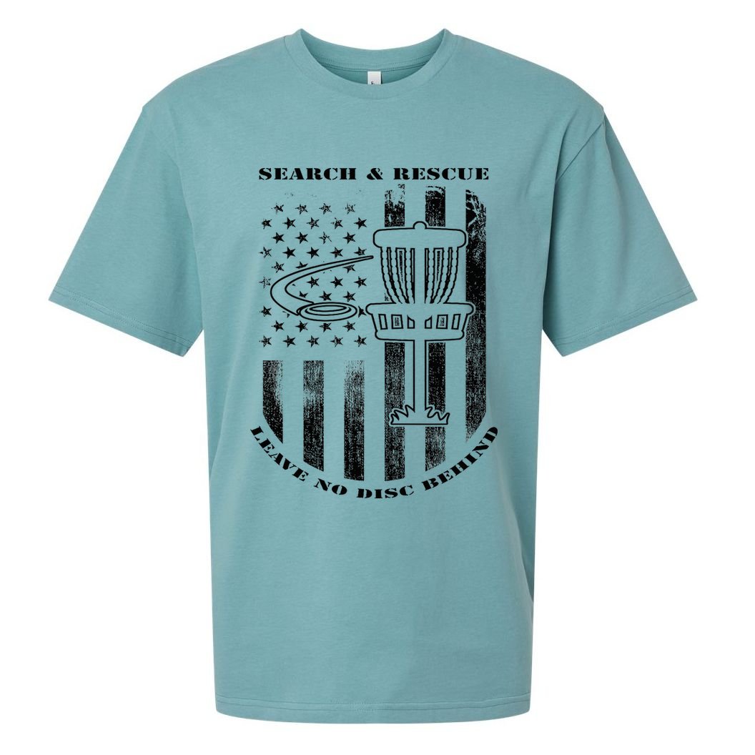 Disc Golf Search & Rescue Leave No Disc Behind Black Sueded Cloud Jersey T-Shirt