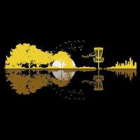 Disc Golf Sunset Guitar Guitarist Player Golfing Frisbee Dad Cooling Performance Crew T-Shirt
