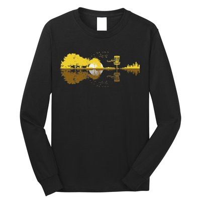 Disc Golf Sunset Guitar Guitarist Player Golfing Frisbee Dad Long Sleeve Shirt
