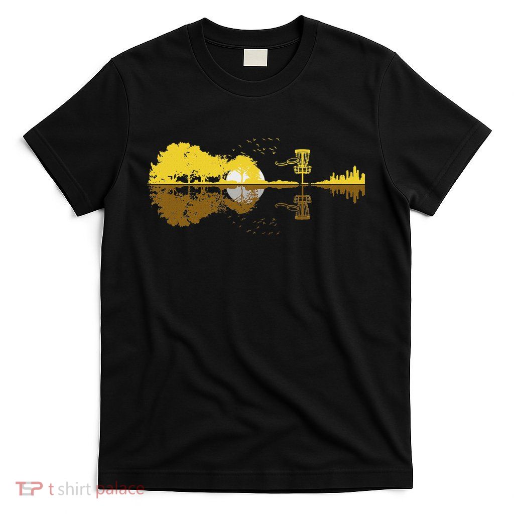 Disc Golf Sunset Guitar Guitarist Player Golfing Frisbee Dad T-Shirt