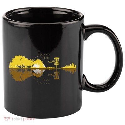 Disc Golf Sunset Guitar Guitarist Player Golfing Frisbee Dad 11oz C Handle Ceramic Mug
