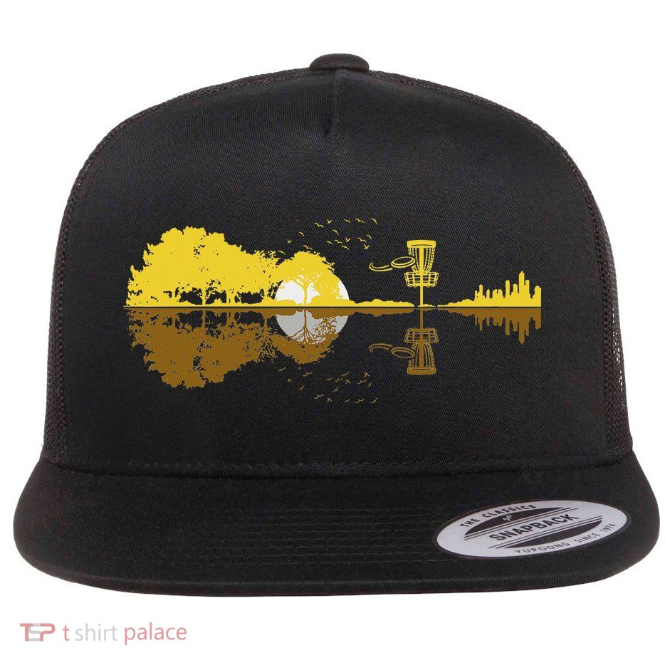 Disc Golf Sunset Guitar Guitarist Player Golfing Frisbee Dad Flatbill Hat