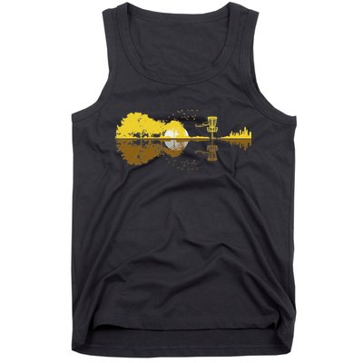 Disc Golf Sunset Guitar Guitarist Player Golfing Frisbee Dad Tank Top